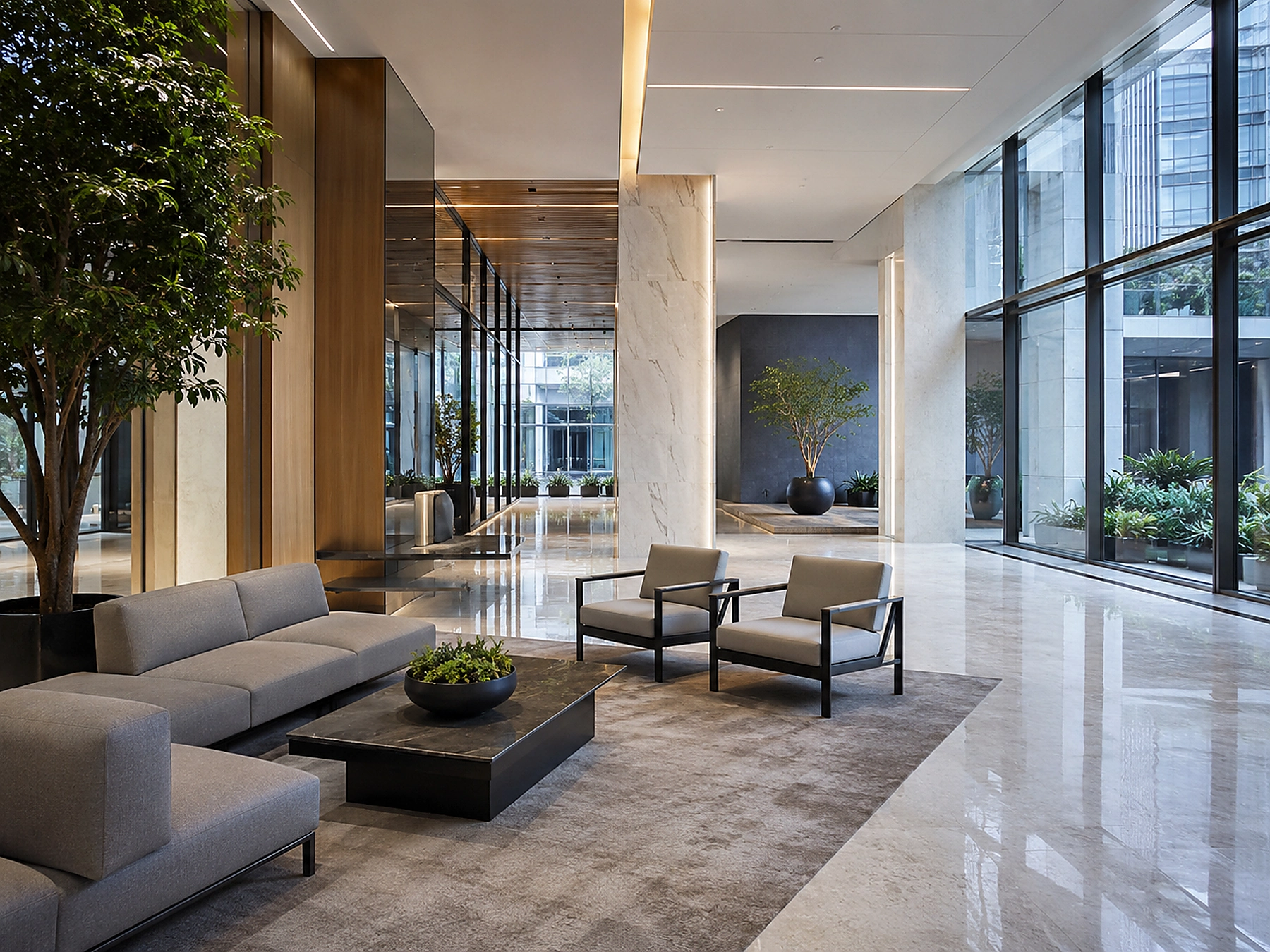 High-end polished commercial lobby